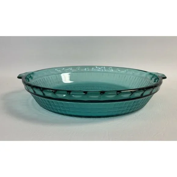 Pyrex Kitchen Pyrex Peacock Teal Turquoise Basketweave 95 Pie